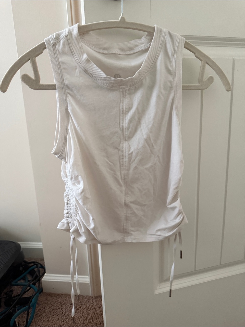 White Ruched Side Tank Top - Women's Sleeveless Top